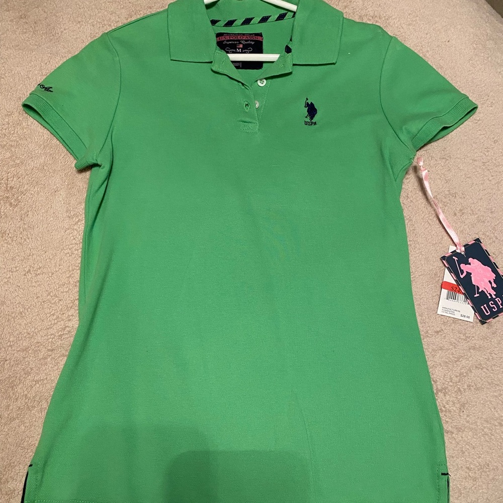 U.S. Polo Assn. women’s green classic polo t-shirt, medium, NWT